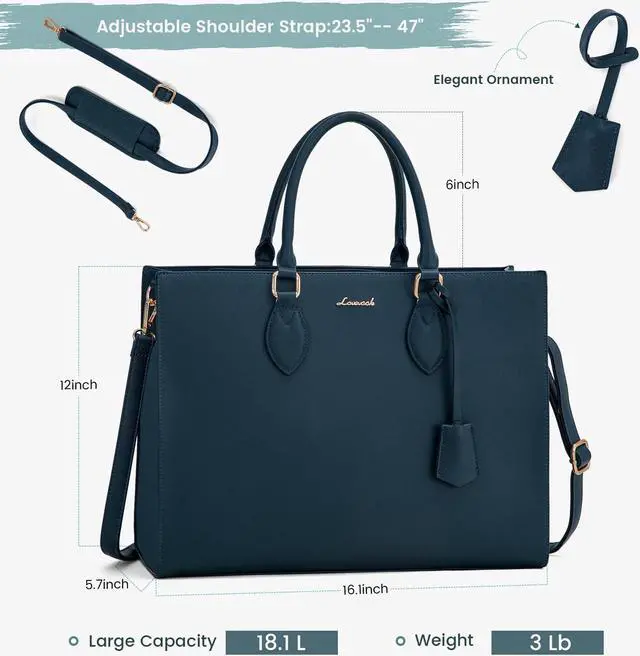 Alt view image 3 of 5 - LOVEVOOK Laptop Bag for Women 15.6 Inch Laptop Tote Bag Waterproof Work Bag Computer Bag Leather Briefcase Business Office Bag Large Capacity Handbag Shoulder Bag