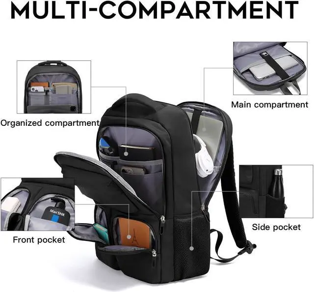 Alt view image 3 of 5 - FUTURE AESTHETICS Travel Backpack for Womenmen, College Backpack Bag, Hiking Backpack,Waterproof Carry On Backpack Business Backpack(black)