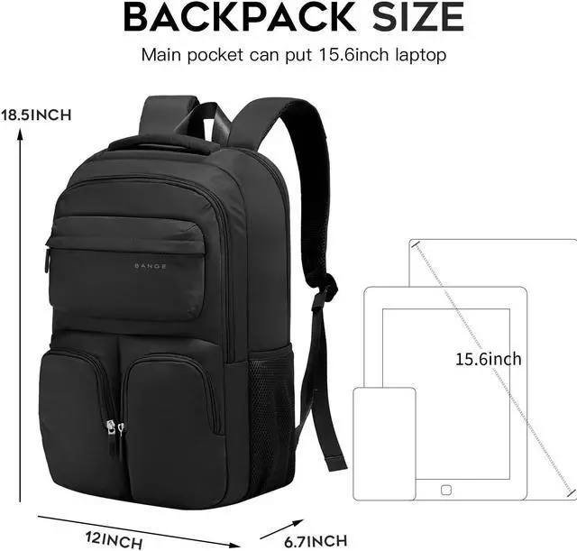 Alt view image 4 of 5 - FUTURE AESTHETICS Travel Backpack for Womenmen, College Backpack Bag, Hiking Backpack,Waterproof Carry On Backpack Business Backpack(black)