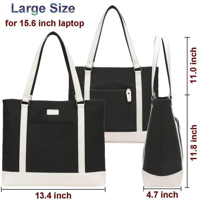 Alt view image 2 of 5 - Large Tote Bags for Women 15.6 Inch Laptop Bag Lightweight Canvas Professional Work Briefcase