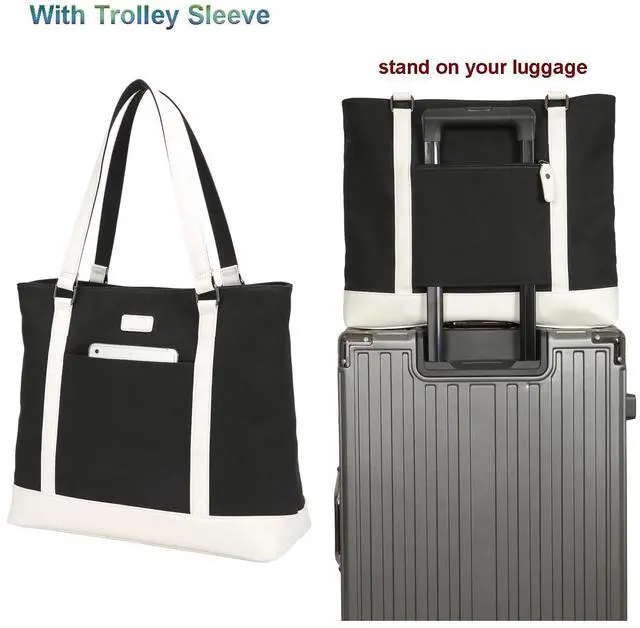 Alt view image 5 of 5 - Large Tote Bags for Women 15.6 Inch Laptop Bag Lightweight Canvas Professional Work Briefcase