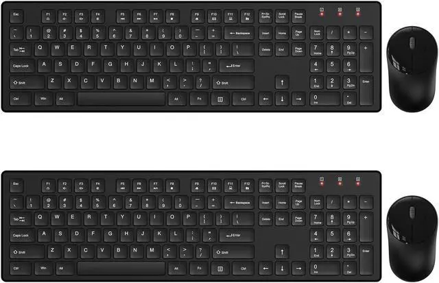 Main image of Wireless Keyboard and Mouse, Trueque Silent 2.4GHz Cordless Full-Sized Ergonomic USB Mouse Combo, Sleep Mode, Lag-Free for Computer, Laptop, PC, Mac, Windows (2 Pack-Black)