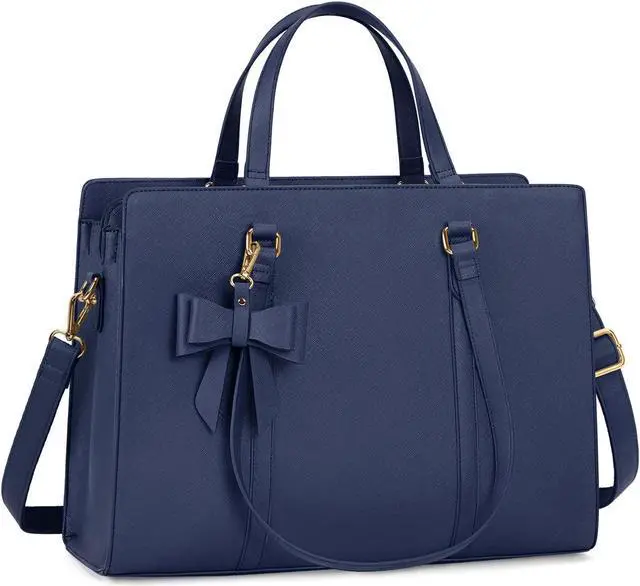 Main image of Laptop Bag for Women 15.6 inch Laptop Tote Bag Waterproof Leather Computer Bag Large Lightweight Briefcase Professional Business Office Work Bag Blue