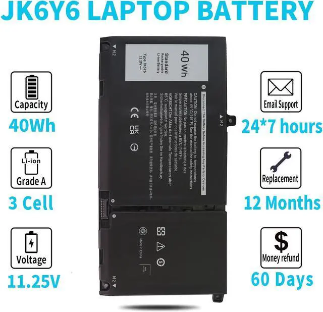 Alt view image 5 of 5 - 40Wh JK6Y6 11.25V Laptop Battery for Dell Inspiron 5300 5301 5401 5402 5408 5409 5501 5508 5509 5400 5406 7405 7300 7306 7500 7506 2-in-1 Silver Latitude 3410 3510 Vostro 5301 5401 5501 C5KG6 CF5RH