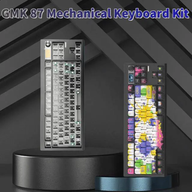 Alt view image 2 of 5 - FKZ GMK87 TKL Mechanical Keyboard Kit,80% Hot-Swap Tri-Mode BT 5.0/2.4G/USB-C Wireless RGB Gaming Keyboard Custom Gasket Mounted TFT LCD Screen Barebones Kit with DIY Knob for PC Mac(Black)