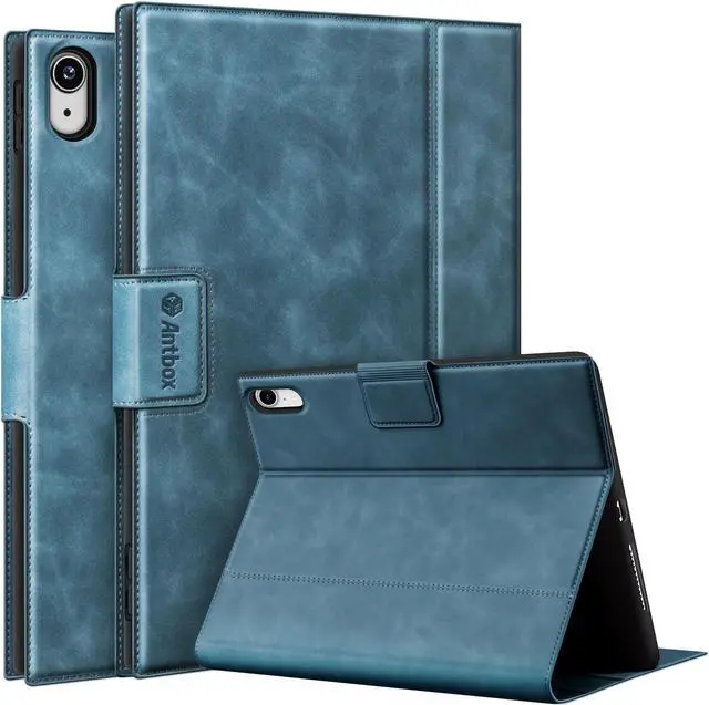 Main image of Antbox Case for iPad (A16) 11th (11'')/ 10th Generation (10.9'') High Grade Skin-Touch Vegan Leather with Built-in Pencil Holder Auto Sleep/Wake Function (Blue)