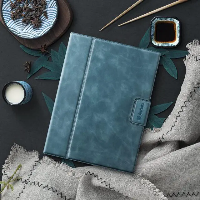 Alt view image 4 of 5 - Antbox Case for iPad (A16) 11th (11'')/ 10th Generation (10.9'') High Grade Skin-Touch Vegan Leather with Built-in Pencil Holder Auto Sleep/Wake Function (Blue)