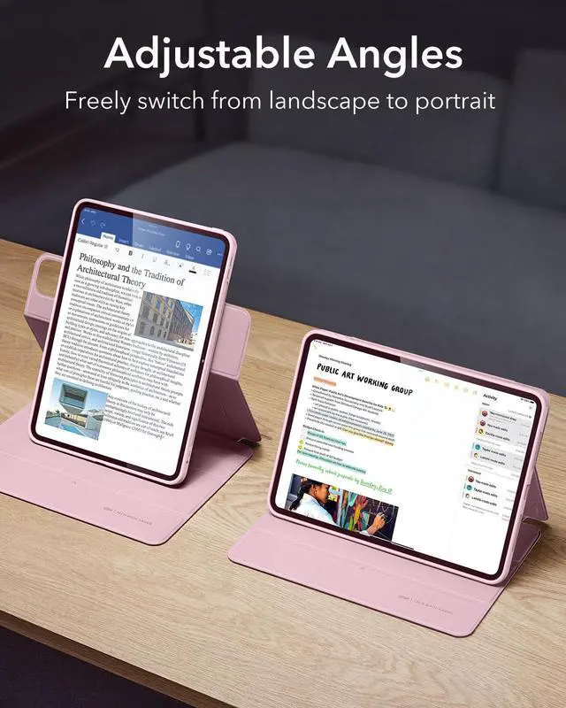 Alt view image 5 of 5 - ESR for iPad Pro 11 Inch Case M4(2024, 5th Gen), iPad Pro 11 Case with Pencil Holder, Removable Magnetic Cover, Vertical Stand, Fully Supports Pencil Pro and Pencil(USB-C), Rebound 360 Series, Pink