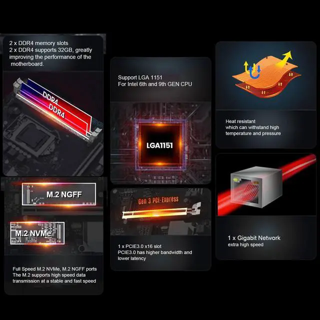 Alt view image 4 of 5 - H311M K Motherboard, LGA 1151 Computer Motherboard for Intel 6 and 9 Series CPU, RTL8111H, Gigabit Network, PCIE3.0 x16, PCIE3.0 x1, ALC897 7.1 Channel Chip, 2 x UDIMM DDR4