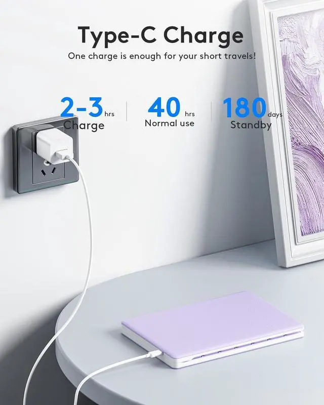 Alt view image 4 of 5 - Samsers Bluetooth Foldable Keyboard, Wireless Portable Folding Keyboard, Full-Size Ultra-Slim Rechargeable Connect Up to 3 Devices for iOS Android Windows Phone Tablet and Laptop, Purple