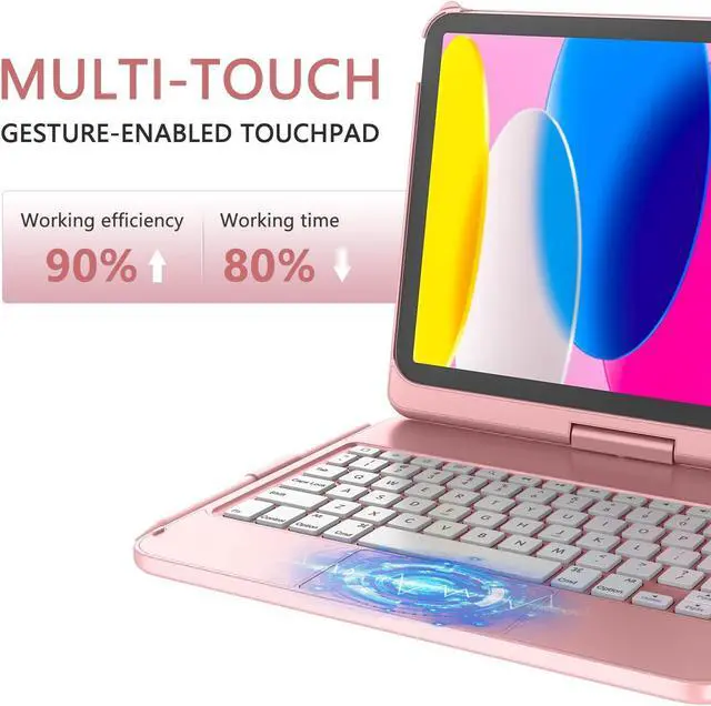 Alt view image 3 of 5 - TaIYanG for iPad 10th Generation Case with Keyboard 10.9" 2022 & 11th (A16) 2025, Touch Trackpad Keyboard Case for 11/10th Generation-360deg Rotate,Pencil Holder, Keyboard for iPad 10th Gen, Rose Gold