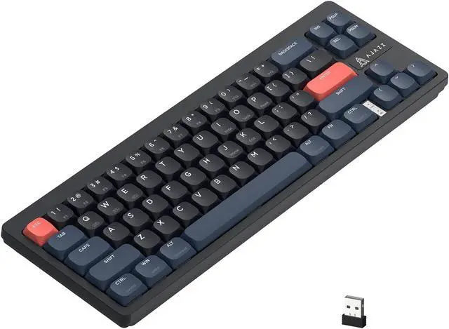 Main image of A.JAZZ AKL680 65% Low Profile Wireless Mechanical Keyboard, BT/2.4Ghz Dual Mode 68 Keys Gaming Keyboard with Ultra-Thin Blue Switches for PC/Laptop/Windows/Mac(Blue/Black)