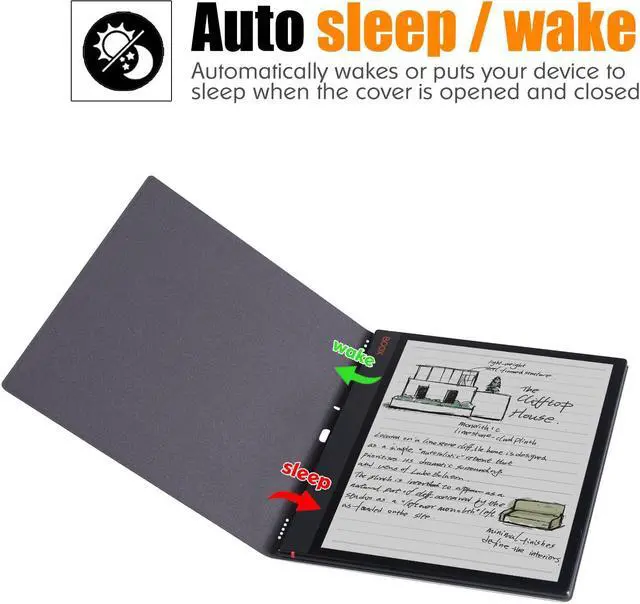 Alt view image 2 of 5 - BOZHUORUI Case for 10.3" Boox Note Air 3 C/Note Air 3 B/W (2023) & Note Air 4 C (2024) | with Sleep/Wake | Magnetic Adsorption | Thin & Light | PU Leather Smart Cover (Blue Ocean)