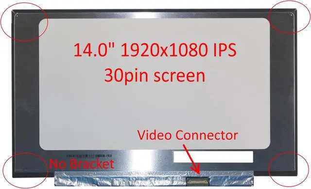 Alt view image 3 of 5 - FULLCOM New LCD Replacement 14.0 Inch NV140FHM-N61 FHD 1920x1080 (No Brackets) IPS 30 Pin Matte Compatible with FRU 00NY436 for Laptop/Display/Screen/LCD Application