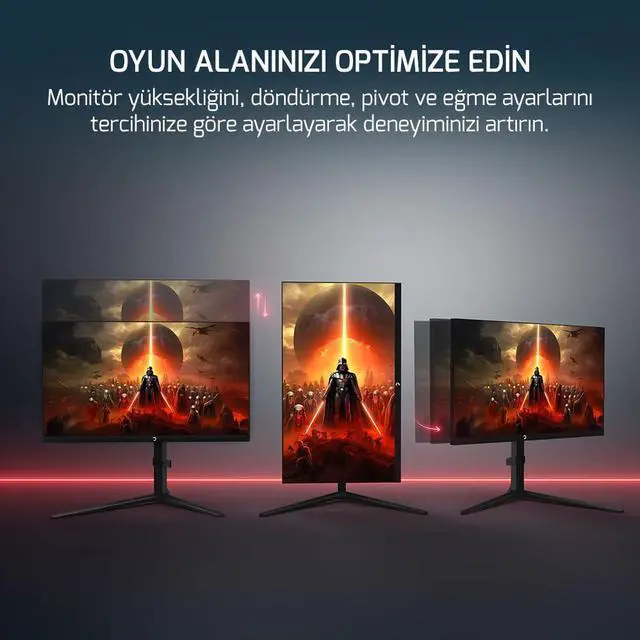 Alt view image 4 of 5 - GAMEPOWER Rapid 27 inch Gaming Monitor 360Hz 1ms, 1080P Flat IPS, HDR10 Height/Tilt/Swivel/Pivot Adjustable RGB Anti-Glare Display, HDMI/DP/USB, FreeSync, G-Sync, 350 cd/m² Bright LEDs, Laser Logo