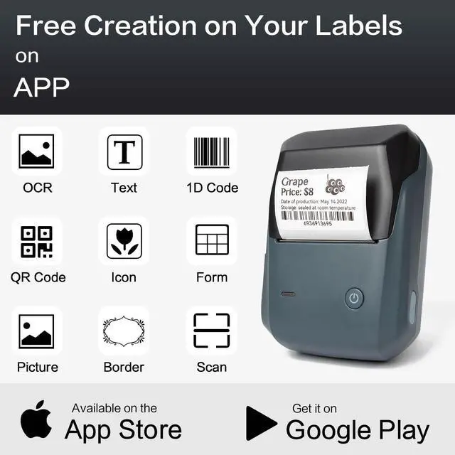 Alt view image 3 of 5 - LMASBLTER B1 Black Label Makers-Barcode Label Printer Bluetooth Portable Thermal Printer for Small Business,Address,Logo,Clothing,Jewelry, Retail+2 Rolls Clear Address Round Label Label Maker Tape