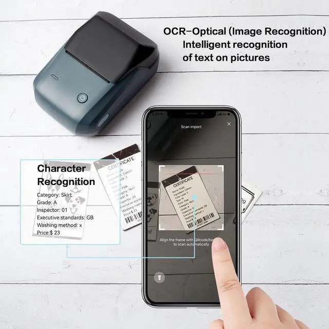 Alt view image 5 of 5 - LMASBLTER B1 Black Label Makers-Barcode Label Printer Bluetooth Portable Thermal Printer for Small Business,Address,Logo,Clothing,Jewelry, Retail+2 Rolls Clear Address Round Label Label Maker Tape