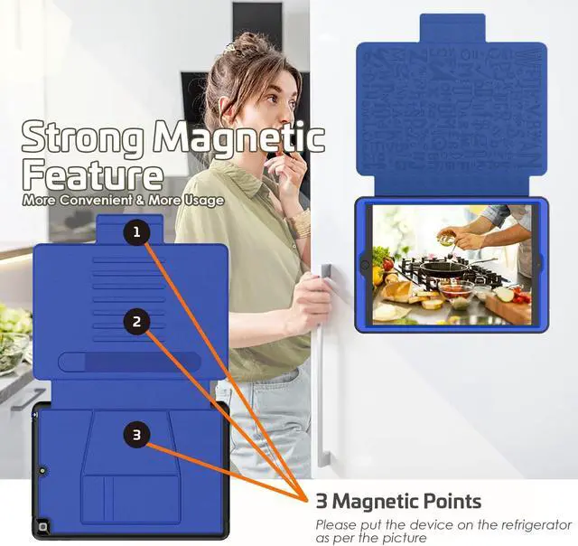 Alt view image 3 of 5 - Stweap for iPad 9th/8th/7th Generation Case 10.2'', Thin, Strong Magnetic Stand Cover with Absorbing Multi-Angles Stand, Pen Holder, Card Slot for iPad 10.2 Inch 2021/2020/2019(Blue)