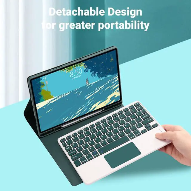 Alt view image 2 of 5 - Keyboard Case for Tab A8 Tablet Soft, Protective Cover Case with Cutouts Pen Slot, Tablet Case with Keyboard Mouse for