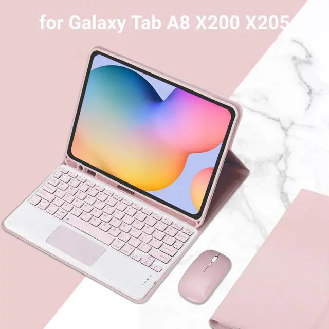 Alt view image 5 of 5 - Keyboard Case for Tab A8 Tablet Soft, Protective Cover Case with Cutouts Pen Slot, Tablet Case with Keyboard Mouse for