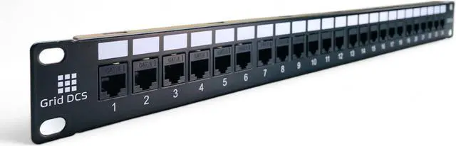 Alt view image 5 of 5 - Grid DCS 24 Port Patch Panel 1U UTP with Inline Keystone CAT6 Coupler (Populated)