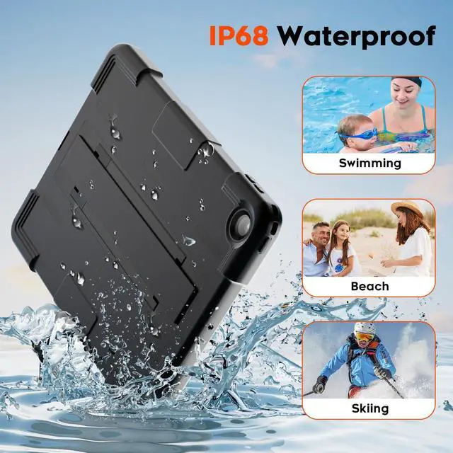 Alt view image 3 of 5 - SUPFINE for Waterproof iPad (A16) 11th Generation Case & iPad 10th Generation Case, [Built-in Screen Protector] [IP68 Waterproof] [Military Drop Proof] Heavy Duty Shockproof Protective Cover, Black