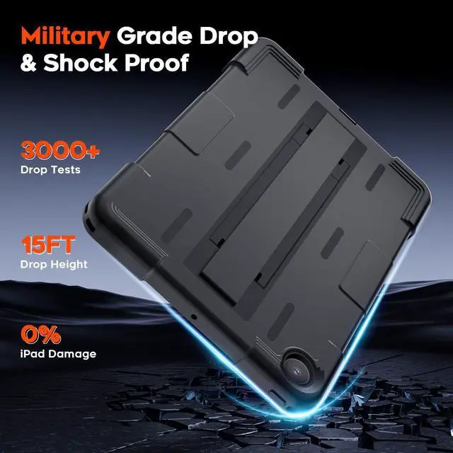Alt view image 5 of 5 - SUPFINE for Waterproof iPad (A16) 11th Generation Case & iPad 10th Generation Case, [Built-in Screen Protector] [IP68 Waterproof] [Military Drop Proof] Heavy Duty Shockproof Protective Cover, Black