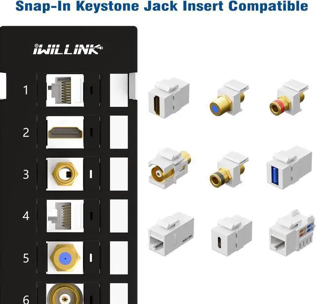 Alt view image 3 of 5 - Iwillink 12 Port Blank Keystone Patch Panel with Cat6 RJ45 Keystone Jack 25-Pack