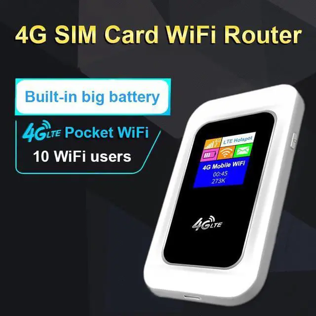 Alt view image 2 of 5 - HOSAYA R801 Portable WiFi Modem Color LCD Display Built-in Battery 4G LTE SIM Card Router 10 WiFi Users High Speed Portable Travel Hotspot Mini Router Unlocked 4G mifi (R801)