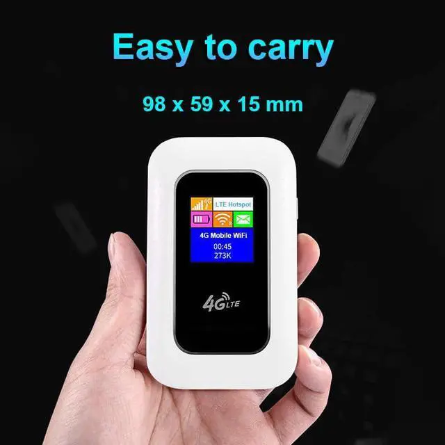 Alt view image 3 of 5 - HOSAYA R801 Portable WiFi Modem Color LCD Display Built-in Battery 4G LTE SIM Card Router 10 WiFi Users High Speed Portable Travel Hotspot Mini Router Unlocked 4G mifi (R801)