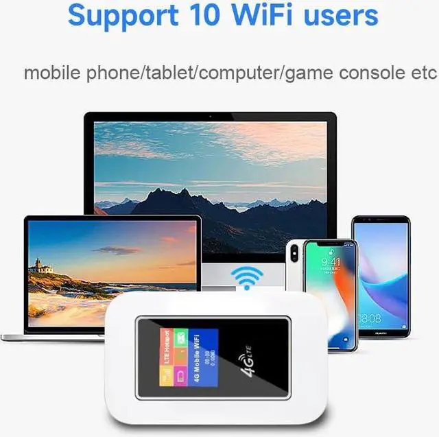 Alt view image 5 of 5 - HOSAYA R801 Portable WiFi Modem Color LCD Display Built-in Battery 4G LTE SIM Card Router 10 WiFi Users High Speed Portable Travel Hotspot Mini Router Unlocked 4G mifi (R801)