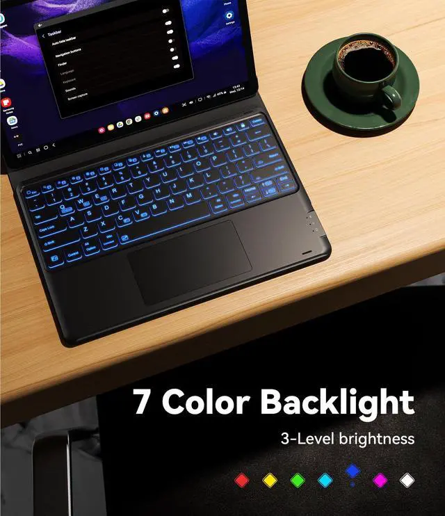 Alt view image 3 of 5 - GreenLaw Galaxy Tab S9 Plus Keyboard Case, 7-Color Backlit, Smart Touchpad, Magnetic Detachable Keyboard Case with S Pen Holder for Samsung Galaxy Tab S9+ Plus (SM-X810/X816B/X818U) Black