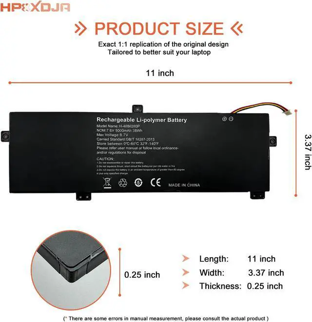 Alt view image 4 of 5 - HPXXDJA H-4886280P 4886280P Laptop Battery Replacement for Gateway GWTN156-11BK GWTN156 RTDPART Series U3576127 U3576127PV U3576127PV-2S1P 2ICP4/76/127
