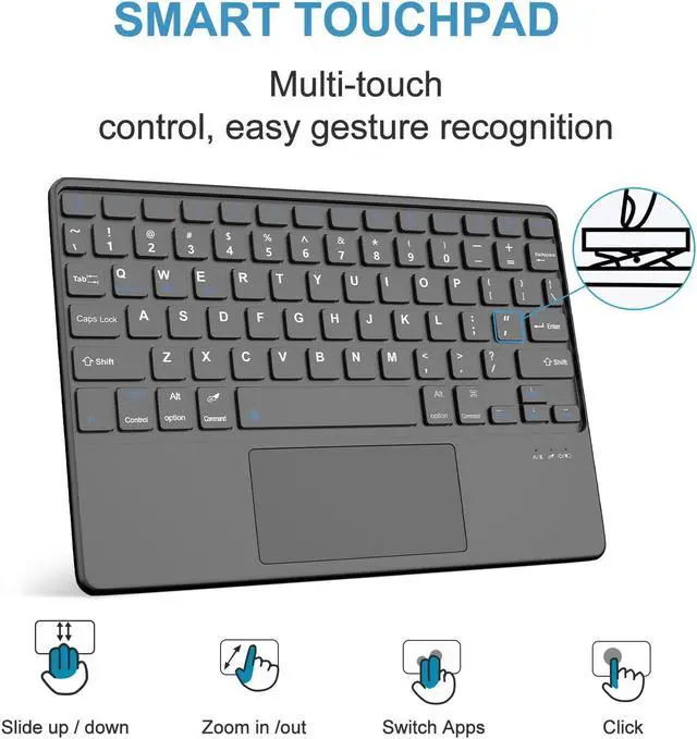 Alt view image 3 of 5 - Touchpad Keyboard Case for Samsung Galaxy Tab S9 FE 5G 10.9 Inch/Tab S9 11 Inch 2023 - Multi-Touch Trackpad, Detachable Wireless Bluetooth Touch Keyboard Smart Cover with S Pen Holder (Black)