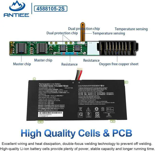 Alt view image 4 of 5 - 4588105-2S 4588106-2S Laptop Battery for Dynabook Satellite Pro C50D-B-10D C50D-B-10E C50D-B-11A C50D-B-100 C50-E-105 C50-H-103 C50D-B-113 C50D-B-115 MEDION Akoya E15403 Series 40071698 40072215 7.6V