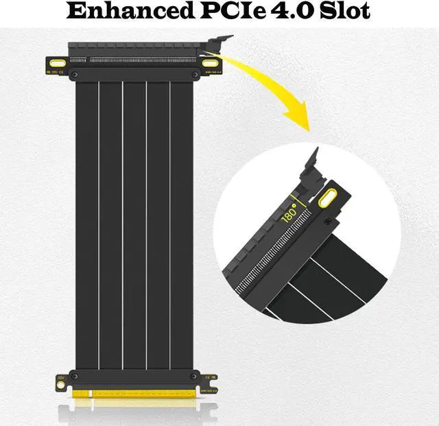 Alt view image 3 of 5 - Glorto PCIe 4.0 Riser Cable, x16 High Speed Graphics Card Extension Port Adapter, Flexible GPU Riser Cable Compatible with RTX 4090/4080/3090 and RX 7900/7800, 180 Degree 20cm