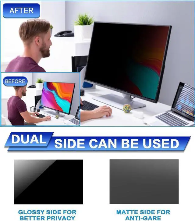 Alt view image 3 of 5 - FILMEXT 32 inch Privacy Screen Filter for 16:9 Computer Monitor, 32 inch Monitor Privacy Screen Anti Blue Light Anti Glare Privacy Shield