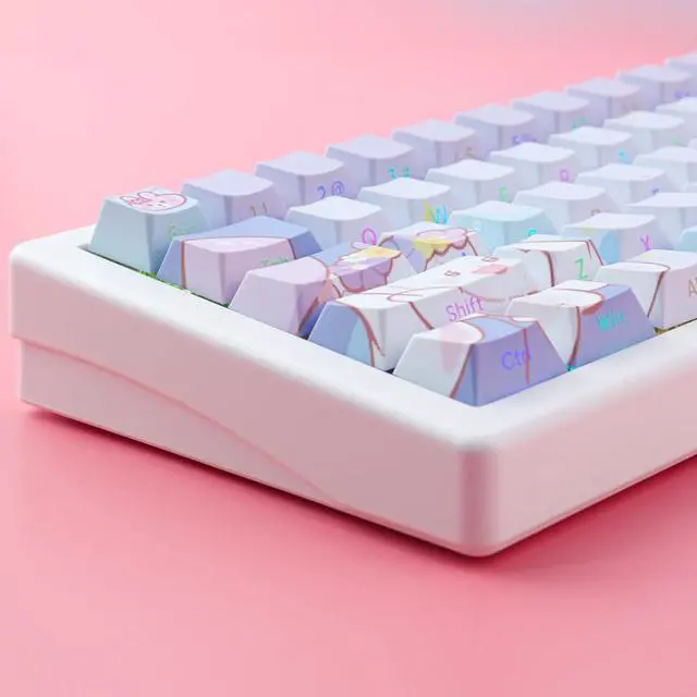 Alt view image 5 of 5 - Hyekit PBT Side Printed Double Shot Shine Through Custom Keycaps - Lopunny Cherry Profile 131 Keys, Anime Style Cute Keyboard Set for Mechanical Keyboards