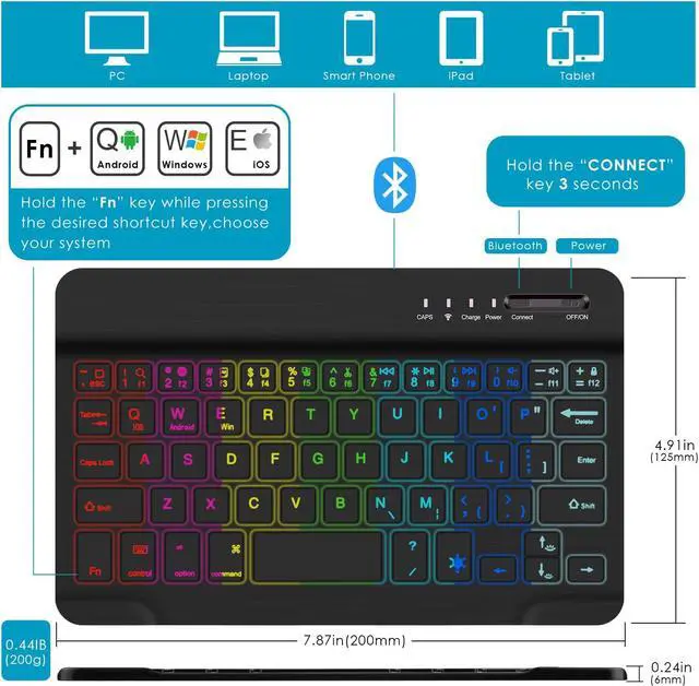 Alt view image 3 of 5 - DETUOSI Backlit Keyboard Case for Samsung Galaxy Tab A9 8.7" SM-X110 WiFi 2023 Android Tablet with S Pen Holder | Soft TPU Shockproof Back Cover | Magnetic Closure Case | Detachable Wireless Keyboard