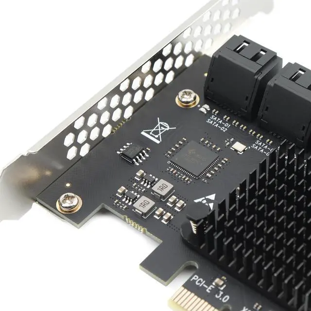 Alt view image 3 of 5 - PCIE x1 SATA Card 20 Ports, PCI Express SATA3.0 6Gbps Controller Expansion Card with 20 inches SATA Bundle Cables,Without Raid, Boot as System Disk Support HDD or SSD