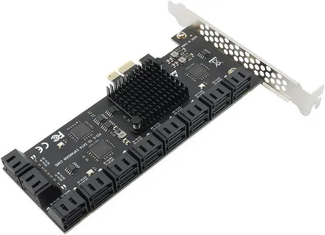 Alt view image 4 of 5 - PCIE x1 SATA Card 20 Ports, PCI Express SATA3.0 6Gbps Controller Expansion Card with 20 inches SATA Bundle Cables,Without Raid, Boot as System Disk Support HDD or SSD
