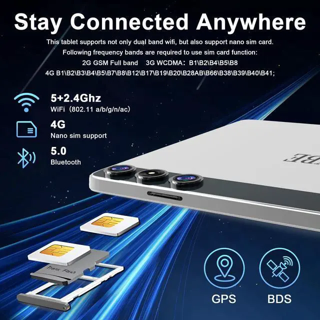 Alt view image 4 of 5 - 2025 Latest Android 14 Tablet, 10 inch Tablet with 128GB Storage 1TB Expandable 14GB RAM, Dual 4G Cellular Tablets with keyboard Support 5Ghz WiFi/Bluetooth 5.0, Octa-Core Processor, FHD IPS Screen