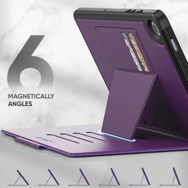 Alt view image 2 of 5 - SEYMAC stock Case for Samsung Galaxy Tab A9+ Plus 11'', Auto Sleep/Wake Case with Magnetic Multi-Angles Stand, Card Slot for Galaxy Tab A9+/ A9 Plus 11'' SM-X210/X216/X218, (Purple)