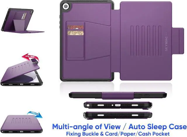 Alt view image 4 of 5 - SEYMAC stock Case for Samsung Galaxy Tab A9+ Plus 11'', Auto Sleep/Wake Case with Magnetic Multi-Angles Stand, Card Slot for Galaxy Tab A9+/ A9 Plus 11'' SM-X210/X216/X218, (Purple)