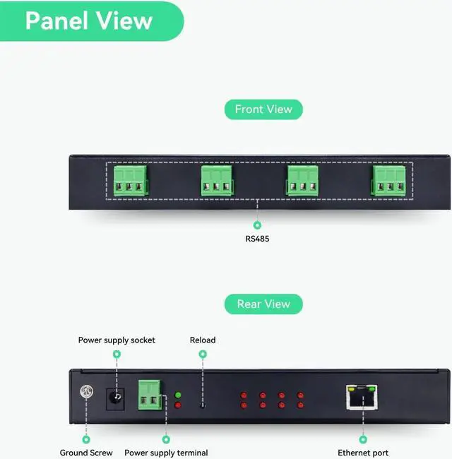 Alt view image 2 of 5 - LINOVISION 4 Ports RS485 to Ethernet Converter, Modbus Gateway, Modbus RTU/TCP Conversion, Edge Computing, 4-Port Serial Device Server, RS485 to TCP/IP Convertor, Processor Upgraded