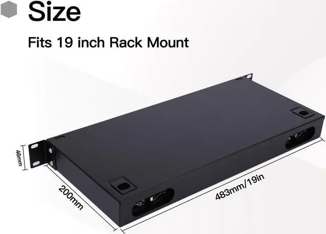 Alt view image 5 of 5 - 12 Duplex 24-Port LC-OS1 Fiber Rack Mount Enclosure Box with Splice Trays, SingleMode LC-UPC Kit (Includes 1M 24-Strand Fiber Optic Pigtail + 24 Core LGX Loaded Patch Panel) - Fits 19" Racks Cabinet