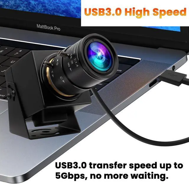 Alt view image 4 of 5 - ELP 4K USB3.0 HDMI USB Camera Manual Zoom Webcam 4K 60fps PC Camera Mini Close-up Camera for Computer H.264 Telescope USB Security Camera 8mp Industrial CCTV Camera (2.8-12mm 4X Zoom Lens), Black