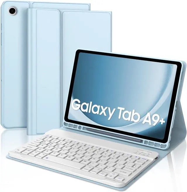 Main image of BORIYUAN Keyboard Case for Samsung Galaxy Tab A9 Plus 5G 11 Inch 2023(SM-X210/X216/X218) - Detachable Wireless Bluetooth Keyboard Folio Smart Cover with S Pen Holder for Galaxy Tab A9+ 11" (Sky Blue)