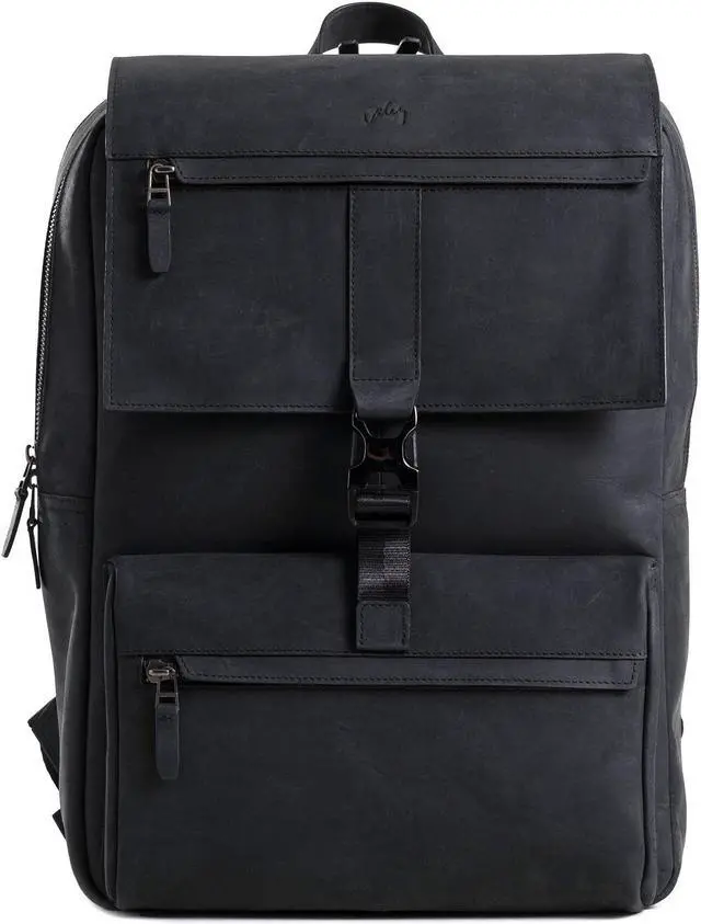 Alt view image 3 of 5 - VELEZ Black Top Grain Leather Backpack + Messenger Bag For Men
