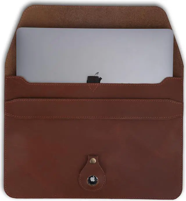 Main image of CestAntiQ, Leather Laptop Sleeve Compatible with MacBook Pro 13-13.3 Inch Notebook M3 M2 M1 Chip Pro Max 24-21 / MacBook Air 14, Laptop Bag Case with Pen Holder (Tan)